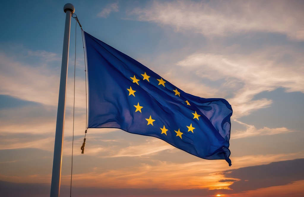 drapeau européen flottant dans le ciel